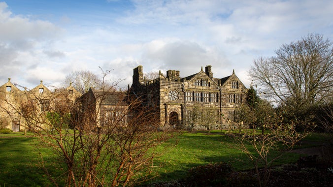 The exterior of the 17th-century manor house at East Riddlesden Hall, Yorkshire